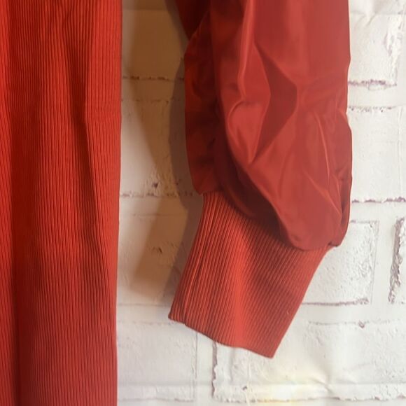 Mad for Love Long Sleeve Double Zipper Pencil Dress in the color Rust size Small - Picture 13 of 13